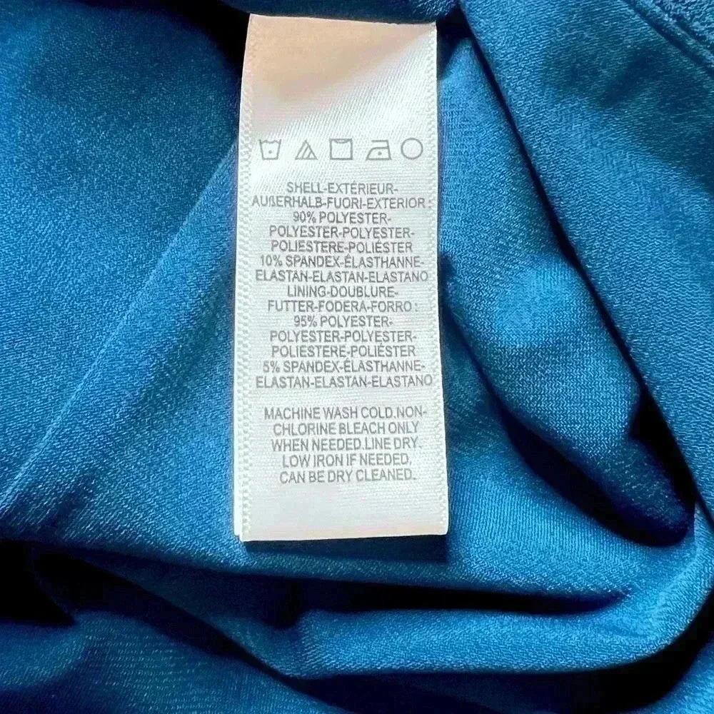 Dress The Population Blue One Shoulder Peacock Teal Blue Dress - Picture 11 of 12